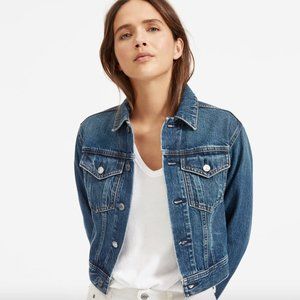 The Cropped Denim Jacket in Dark Indigo Wash